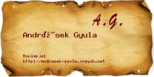 Andrásek Gyula névjegykártya